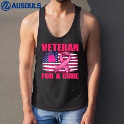 Breast Cancer Awareness Veteran For a cure American Flag Tank Top