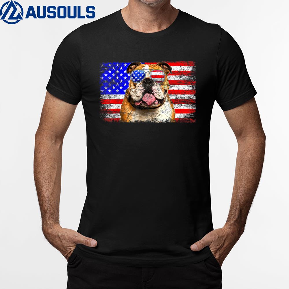 Bulldog American Flag USA Awesome T-Shirt Hoodie Sweatshirt For Men Women