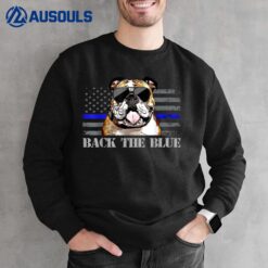 Bulldog Thin Blue Line American Flag Police Dog Sweatshirt