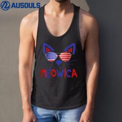 Cat 4th July Meowica USA American Flag Independence Day Tank Top