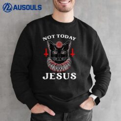 Cat Death Metal Halloween Not Oday Jesus Hail Satan Satanic Sweatshirt