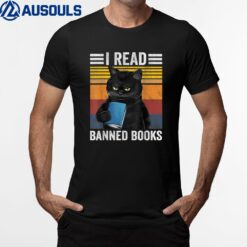 Cat I Read Banned Books Funny Bookworms Reading Book T-Shirt