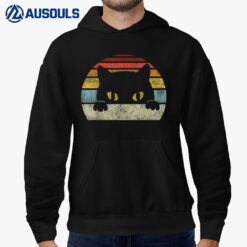 Cat Retro Style Black Kitty Cats Lover Gifts Hoodie