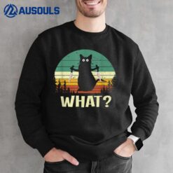 Cat What Funny Black Cat Retro Vintage Cat With Knife Sweatshirt
