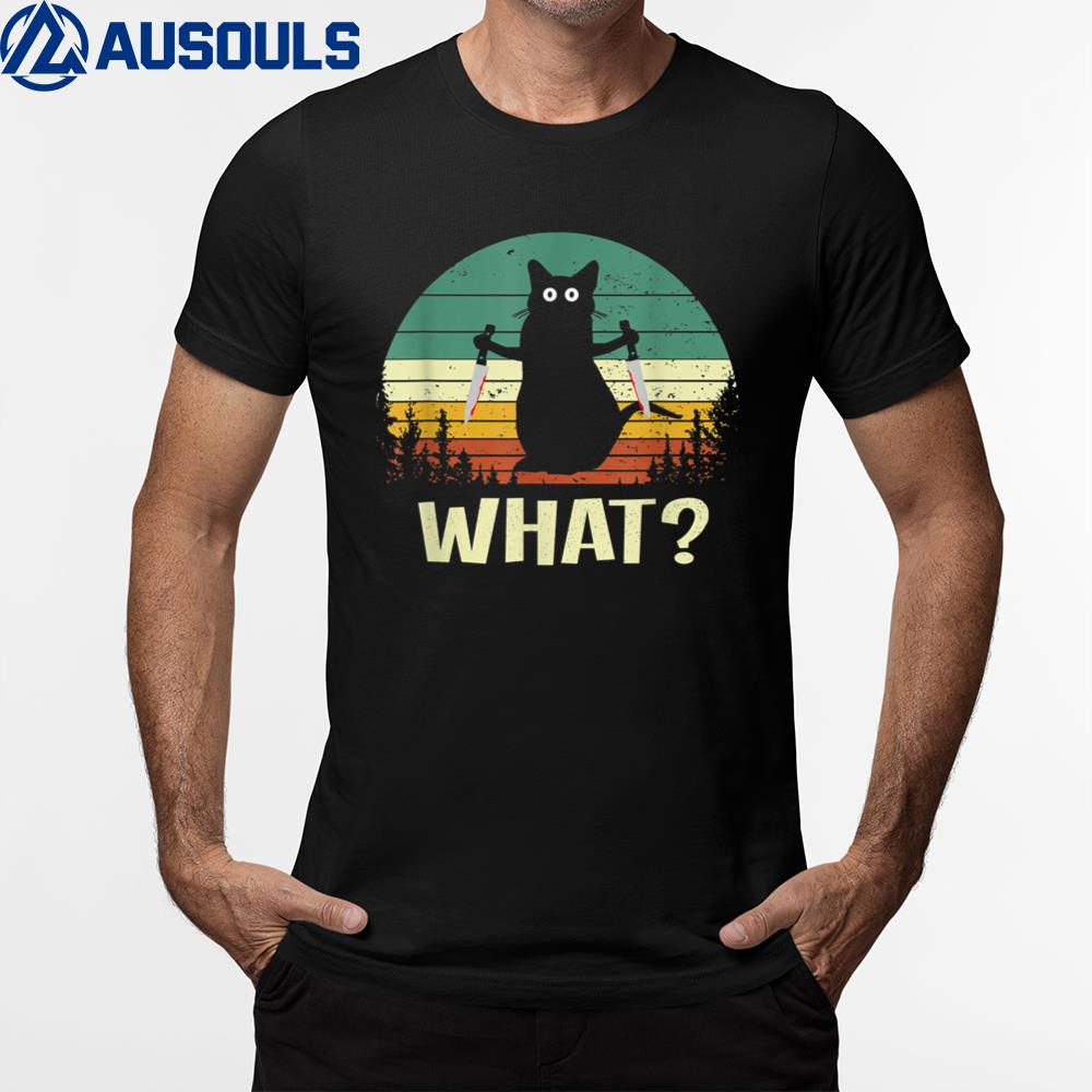 Cat What Funny Black Cat Retro Vintage Cat With Knife T-Shirt Hoodie Sweatshirt For Men Women