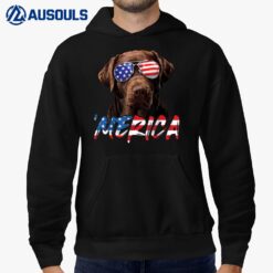 Chocolate Labrador 4th July American Flag Patriotic Lab Dog Hoodie
