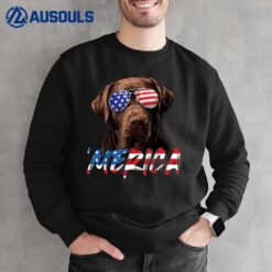 Chocolate Labrador 4th July American Flag Patriotic Lab Dog Sweatshirt