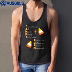 Christian Candy Corn Halloween Jesus Loves Tank Top