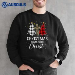 Christmas Begins With Christ Jesus Cross Christian Sweater Sweatshirt