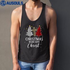 Christmas Begins With Christ Jesus Cross Christian Sweater Tank Top