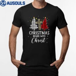 Christmas Begins With Christ Jesus Cross Christian Sweater T-Shirt