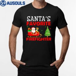 Christmas Holiday Outfits Santa's Favorite Firefighter T-Shirt
