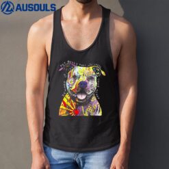 Colorful Baby Pit-bull Terrier Lover Dad Mom Funny Kidding Tank Top