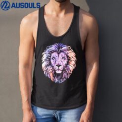 Cool Lion Head Design with Bright Colorful Tank Top