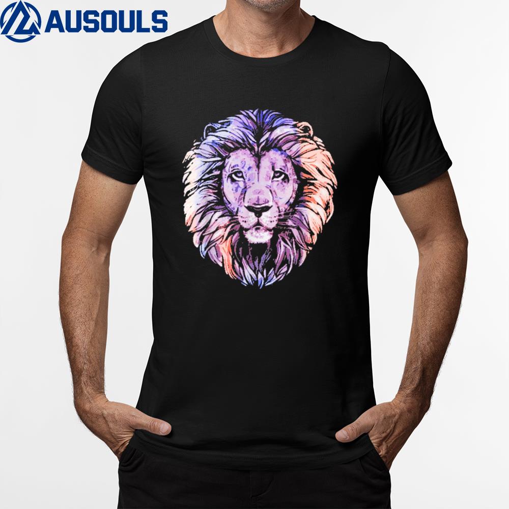 Cool Lion Head Design with Bright Colorful T-Shirt Hoodie Sweatshirt For Men Women