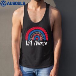 Cute Rainbow Leopard VA Nurse Veteran RN Nursing Medical Tank Top