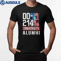 DD-214 University Alumni - US Military Veteran Retro Flag T-Shirt