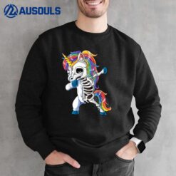 Dabbing Unicorn Skeleton Funny Halloween Sweatshirt