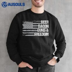 Dad Grandpa Veteran US Flag Beer Bacon Guns Freedom Sweatshirt