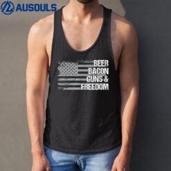 Dad Grandpa Veteran US Flag Beer Bacon Guns Freedom Tank Top