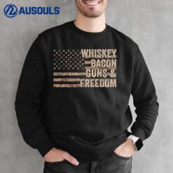 Dad Grandpa Veteran US Flag Whiskey Bacon Guns Freedom Sweatshirt