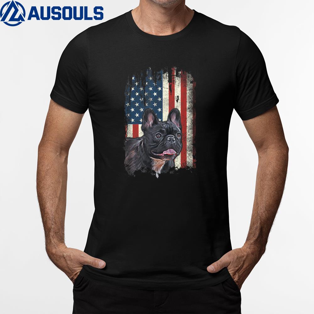 Distressed French Bulldog American Flag Patriotic Dog T-Shirt Hoodie Sweatshirt For Men Women