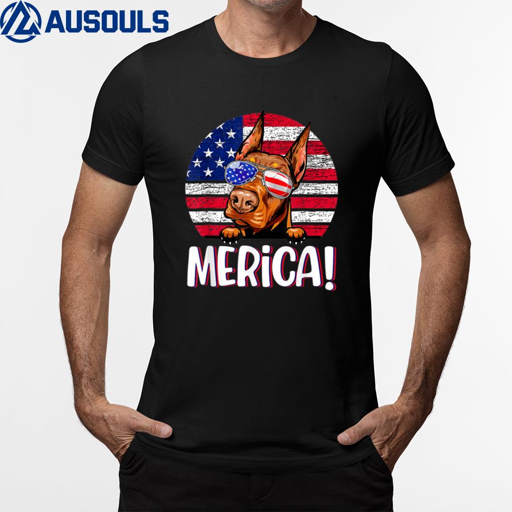 Doberman 4th Of July American Flag Dog Lovers T-Shirt Hoodie Sweatshirt For Men Women