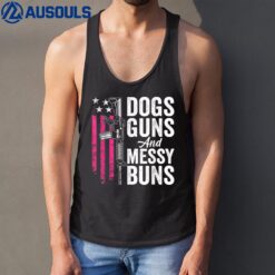 Dogs Guns And Messy Buns - Womens Pink Gun USA Dog Lover Tank Top
