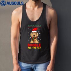 Doodle All The Way Funny Goldendoodle Santa Hat Christmas Tank Top