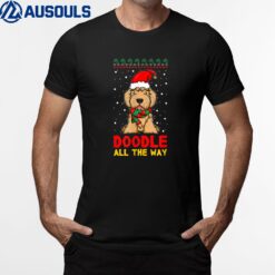 Doodle All The Way Funny Goldendoodle Santa Hat Christmas T-Shirt