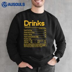 Drinks Nutrition Facts Label Foods Thanksgiving Christmas Sweatshirt