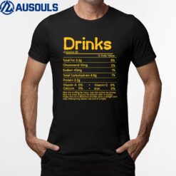 Drinks Nutrition Facts Label Foods Thanksgiving Christmas T-Shirt
