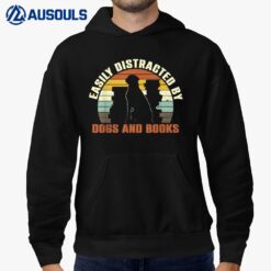 Easily Distracted By Dogs And Books Retro Vintage Ver 1 Hoodie