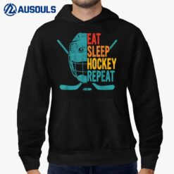 Eat Sleep Hockey Repeat Hockey Funny Ice Hockey Hoodie
