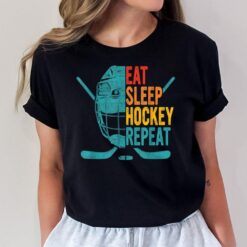 Eat Sleep Hockey Repeat Hockey Funny Ice Hockey T-Shirt