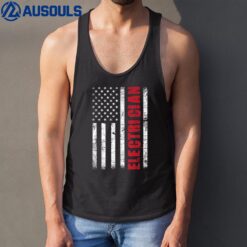 Electrician USA Flag Lineman Electrical Worker Repairmen Tank Top