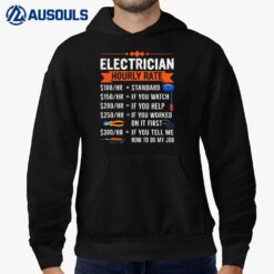 Electrician Hourly Rate With Electric Tools Drawings Design Hoodie