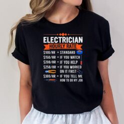 Electrician Hourly Rate With Electric Tools Drawings Design T-Shirt