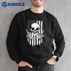 Electrician Skull Electricity Electrical Wiring US Flag Sweatshirt