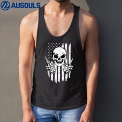 Electrician Skull Electricity Electrical Wiring US Flag Tank Top