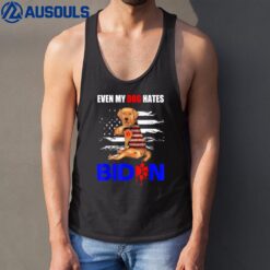 Even My Dog Hates Biden USA Flag Golden Retriever Tank Top