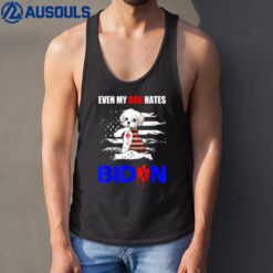 Even My Dog Hates Biden USA Flag Maltese Tank Top