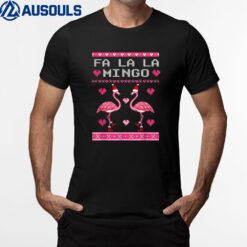 Fa La La La Mingo Flamingo Santa Pink Ugly Christmas T-Shirt