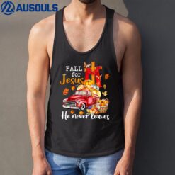 Fall For Jesus He Never Leaves Autumn Christian Prayer Women Tank Top