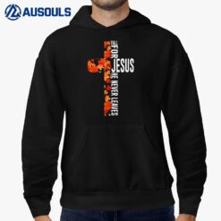 Fall For Jesus He Never Leaves Christian Faith Jesus Cross Hoodie