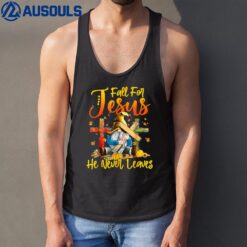 Fall For Jesus He Never Leaves Gnome Thanksgiving Tank Top