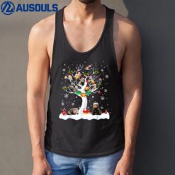 Ferret Christmas On Winter Tree Ferret Lover Pajamas Tank Top