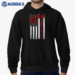 Firefighter Axe American Flag Red Line Hoodie