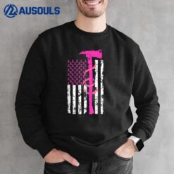 Firefighter Breast Cancer Awareness USA Flag Pink Ribbon Sweatshirt