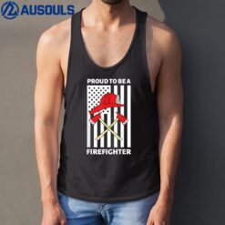 Firefighter Dad Quote American Flag Cool Firefighter Dad Tank Top